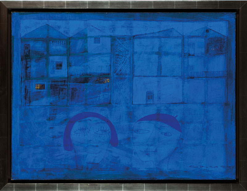 Detail b: Gago Chtchyan, geb. 1969 Armenien, Mischtechnik aus Acryl, Öl, Goldflitter auf Leinwand, sign., 60x80 cm, Silberrahmen Chtchyans Werke befinden sich ...