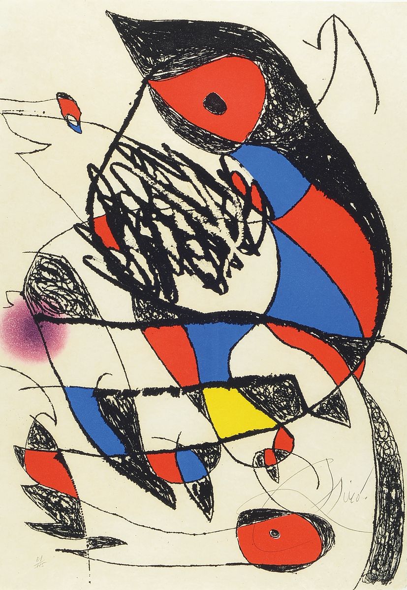 Joan Miro, 1893-1983, Passage De L`Egyptienne, 1968-1979, Aquatinta mit Ätzradierung auf Japan-Nacre-Papier, rechts unten handsign., num. 31/115, ...