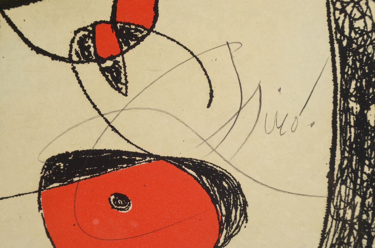 Detail a: Joan Miro, 1893-1983, Passage De L`Egyptienne, 1968-1979, Aquatinta mit Ätzradierung auf Japan-Nacre-Papier, rechts unten handsign., num. 31/115, ...