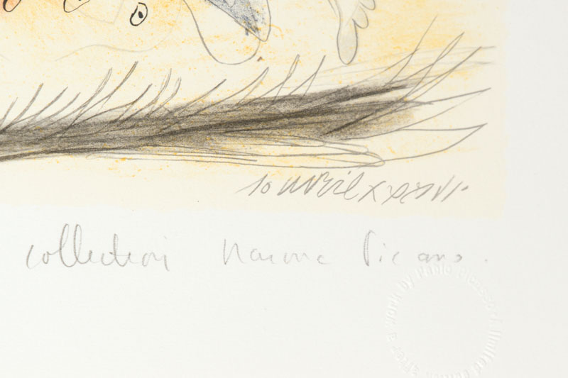 Detail a: Pablo Picasso, 1881-1973, Minotaure et femme, Farblithografie, handsigniert von Marina Picasso, num. 138/500, Blattgr. 56x76 cm, Provenienz: Marina ...