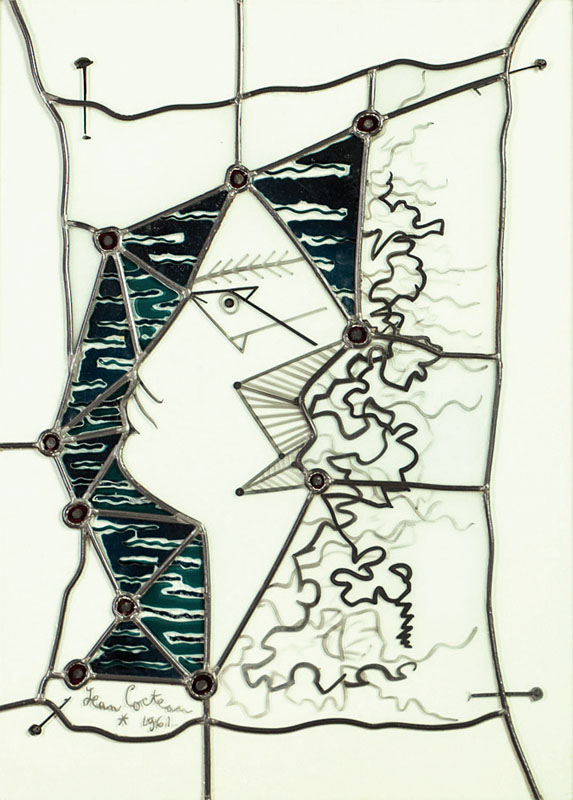 Jean Cocteau, 1889-1963, Glasbild, handsign., dat. 1961, ca. 76x56 cm
