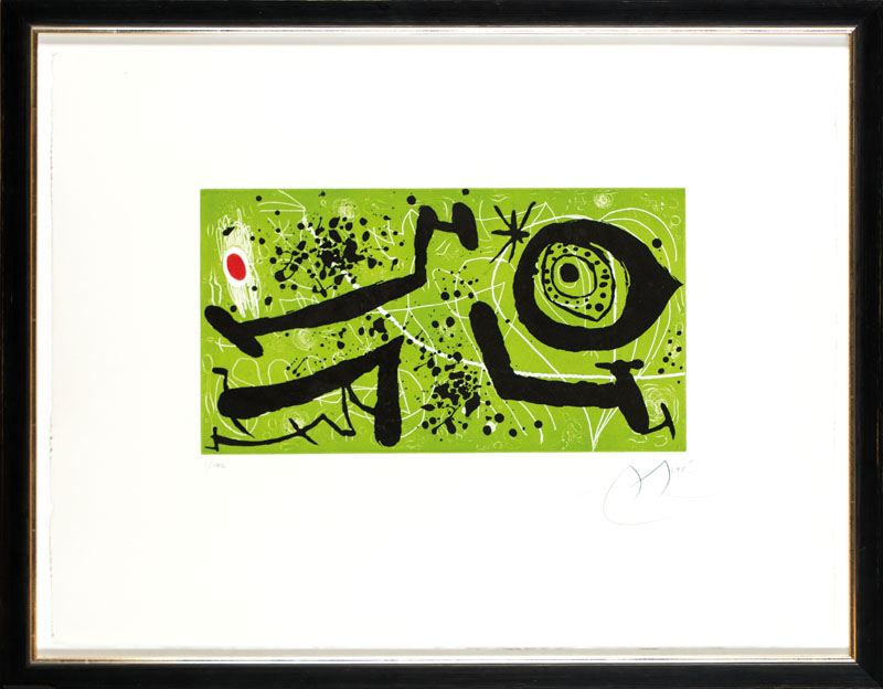Detail a: Joan Miro, 1893-1983, Picasso i els Reventos, Radierung/Aquatinta auf Guarro Papier, 1973, rechts unten handsign., links unten num. 1/182, Platte ...