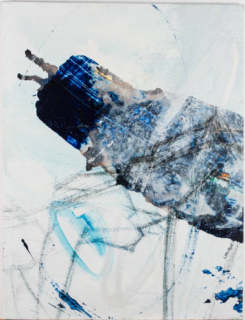 Alina Muschalik, geb. 1961 Elblang/Polen, abstrakte Komposition in Blautönen auf weißem Grund, sign., dat. 1995, ca. 70x92 cm