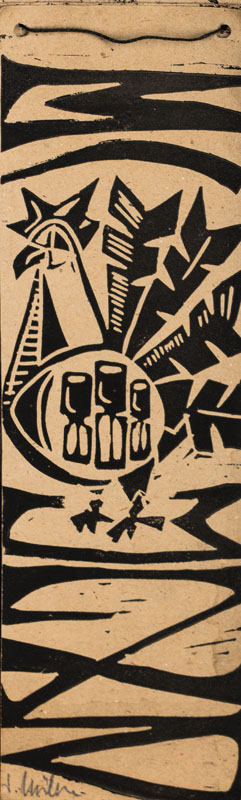 Kalender aus 14 Holzschnitten mehrerer Expressionisten, darunter Erich Heckel, Alfred Helberger, Wolfgang Kohl, jedes Blatt handsign., ca. 32x10 cm