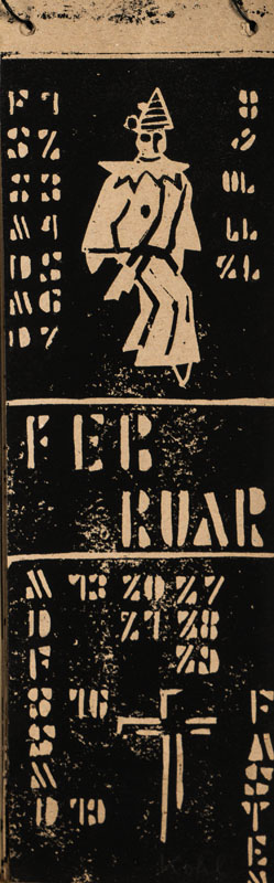 Detail d: Kalender aus 14 Holzschnitten mehrerer Expressionisten, darunter Erich Heckel, Alfred Helberger, Wolfgang Kohl, jedes Blatt handsign., ca. 32x10 cm