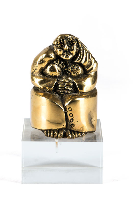 Luciano De Tommaso, geb. 1973 Udine/Italien,Bronzestatuette auf Plexiglassockel, sign., Figur 11,5 cm, mit Sockel 16,5x9,5 cm