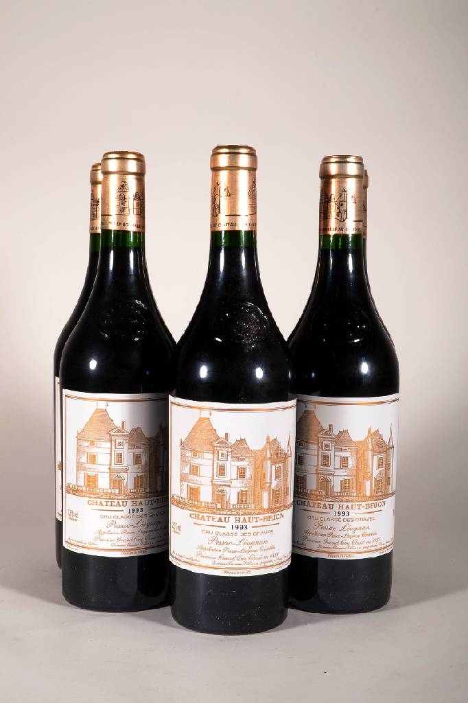 6 Flaschen 1993 Chateau Haut Brion, Cru Classe des Graves, je ca. 75 cl, 12,5 % Vol., Abstand zwischen Kapsel und Wein: ca. 0,5-1 cm, unverkostet, ...