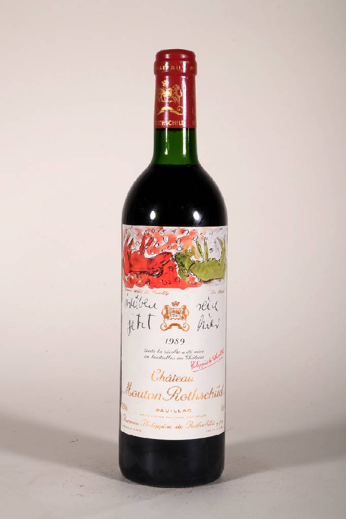 1 Flasche 1989 Chateau Mouton Rothschild, Pauillac, ca. 75 cl, 12,5 % Vol., Füllstand: top shoulder, unverkostet, sehr guter Erhaltungszustand, in ...