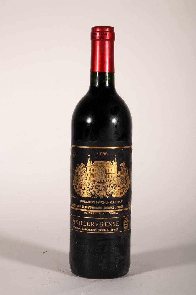4 Flaschen 1988 Chateau Palmer, Margaux, je ca. 75 cl, je ca. 12 % Vol., Füllstand: je ca. into neck, unverkostet, sehr gute Erhaltungszustände, ...