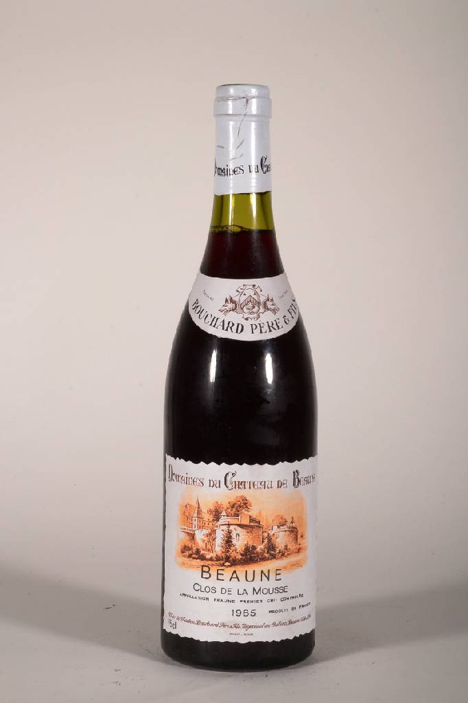 4 Flaschen 1985 Bouchard Pere & Fils Beaune,Clos de la Mousse, je ca. 75 cl, Abstand zwischen Kapsel und Wein: ca. 1-2,5 cm, unverkostet, sehr gute ...