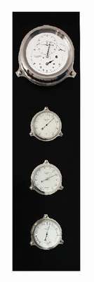 Image 25437260 - ERWIN SATTLER Nautis, Barometer, Hygrometer & Thermometer auf schwarz lackierter Platte