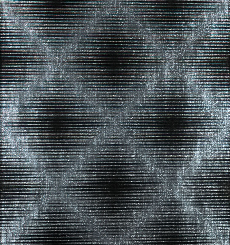 Getulio Alviani, geb. 1939, Siebdruck auf Silberkarton, verso sign., ca. 54,5x53 cm, unter Glas gerahmt, gesamt 66x60 cm