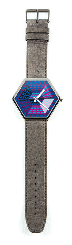 Victor Vasarely, 1906-1997, Künstleruhr aus der Serie The Artist´s Watch von BULOVA. Schweizer Quarzwerk, Gehäuse aus Stahl und Titan, ...