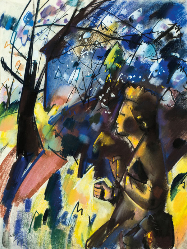Otto Herbig, 1889-1971, Die Königin, Pastell/Papier, signiert, unter Glas gerahmt, ca. 90x73 cm