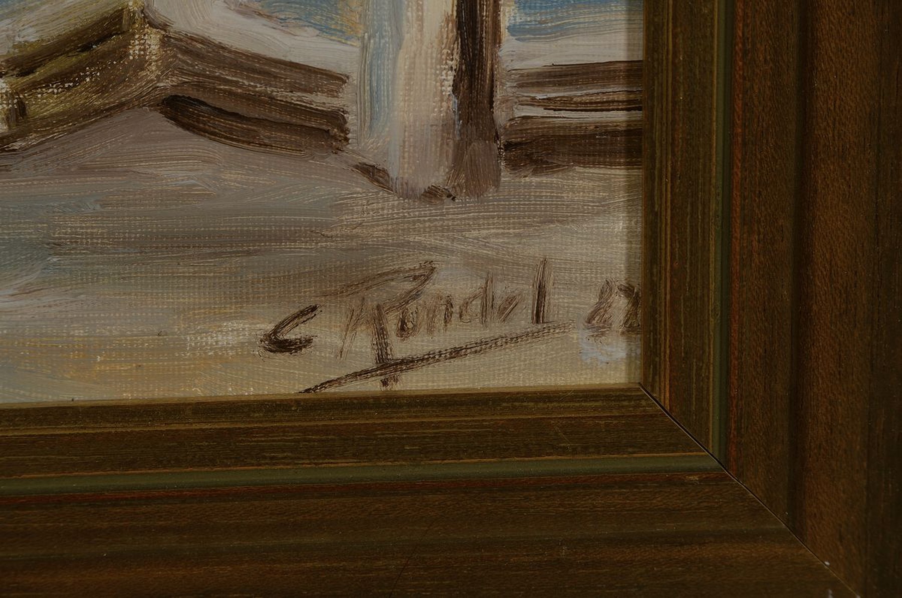 Detail a: Rundel, zeitgenössischer Künstler aus Graubünden, In den Alpen, Öl/Lwd, sign., 40x45 cm, Rahmen, gebrsp.