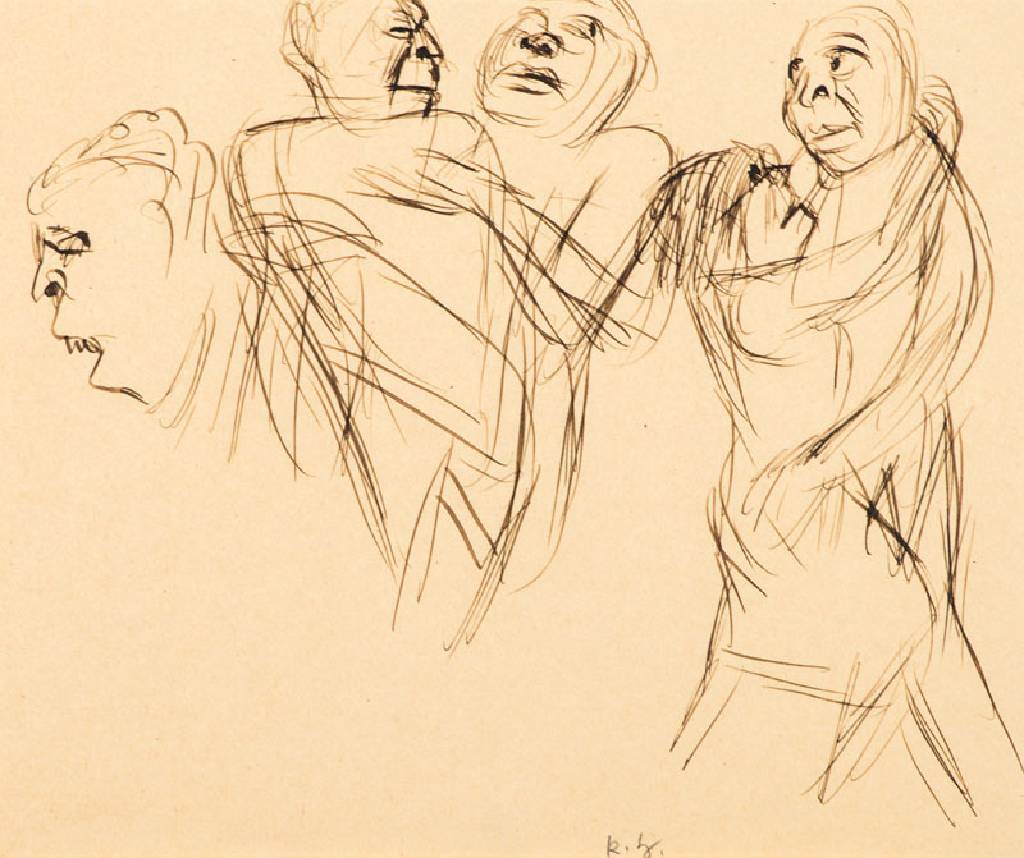 Karl Hubbuch, 1891-1979, Tanzpaare, Tuschezeichnung, monogr., Blattgr. 21x28 cm