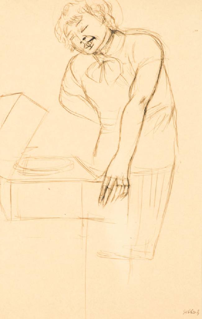 Karl Hubbuch, 1891-1979, Grammophon, Tuschezeichnung, Signaturstempel, Blattgr. 41x26 cm