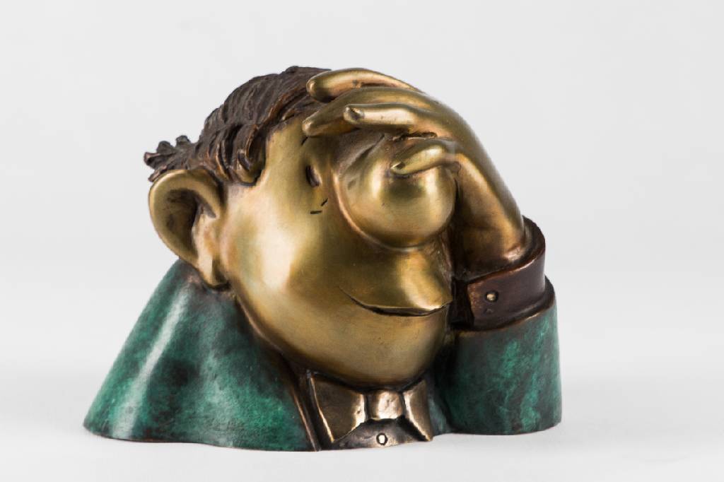 LORIOT (Vicco von Bülow), 1923-2011, Der Optimist, Bronzeskulptur, teilpatiniert, sign., num. 234/499, ca. 17x12,5x12 cm