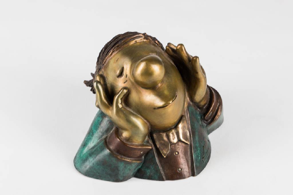 LORIOT (Vicco von Bülow), 1923-2011, Der Träumer, Bronzeskulptur, teils patiniert, sign., num. 235/499, ca. 20x14,5x14,5 cm