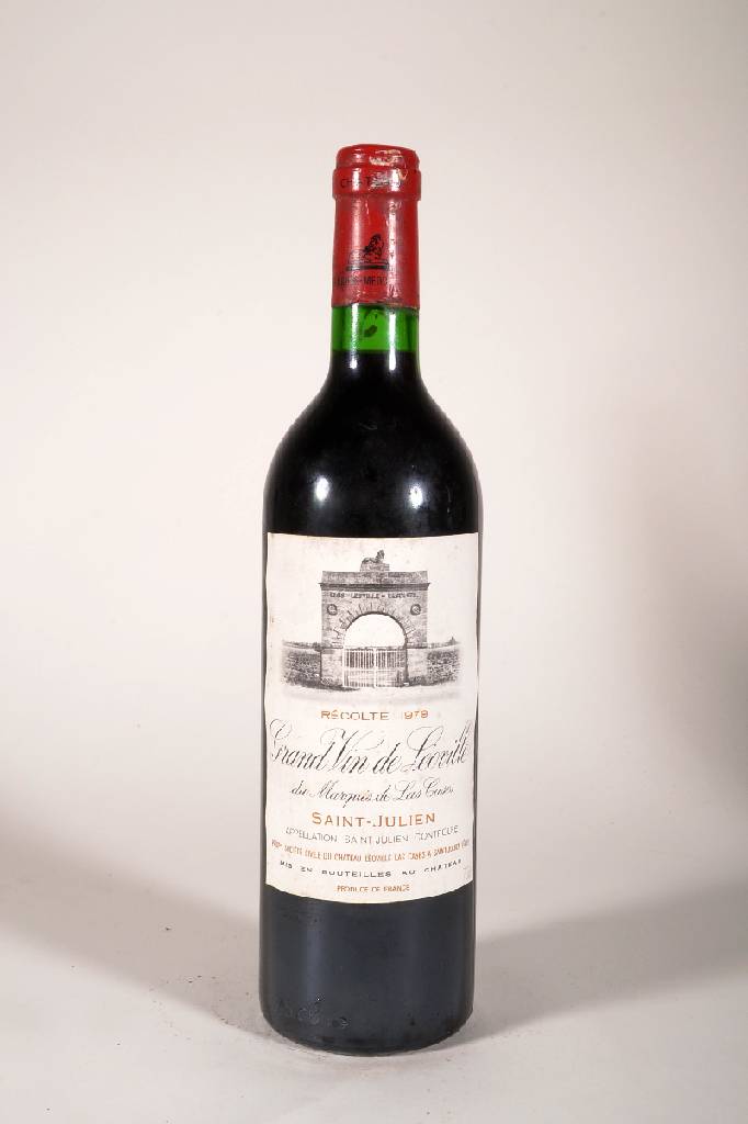 1 Flasche 1979 Grand Vin de Leoville du Marquis las cases, Saint-Julien, ca. 75 cl, Füllstand: ca. into neck, unverkostet, Kapsel beschmutzt und l. ...