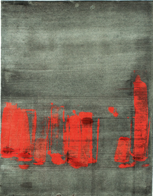 Kurt Frank, 1926-1995 Tübingen, ohne Titel, Lack auf Japanpapier, sign., dat. 64, Blattgr.63x49 cm, unter Glas gerahmt, gesamt 85x71 cm