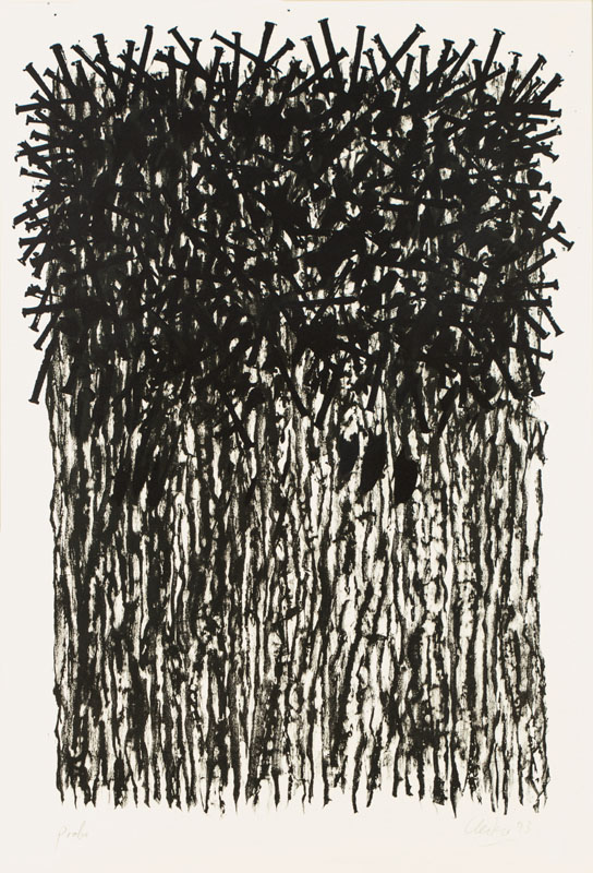 Günther Uecker, geb. 1930, Lithografie, handsign., Probedruck, Druckstempel, dat. (19)93, Blattgr. 63x93 cm, unter Glas gerahmt