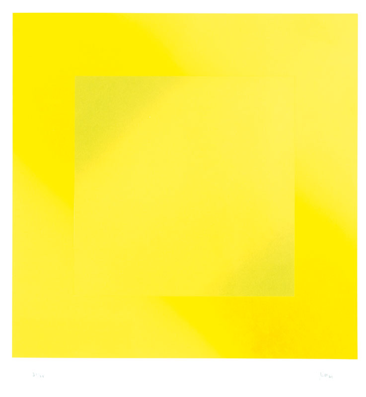 Jakob Bill, geb. 1942 Zürich, Gelb, Serigraphie, handsign., num. 31/75, dat. 79, ca. 40x40, unter Glas gerahmt 75x65 cm