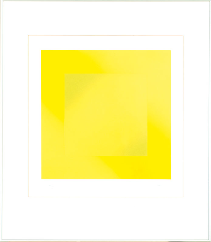 Detail a: Jakob Bill, geb. 1942 Zürich, Gelb, Serigraphie, handsign., num. 31/75, dat. 79, ca. 40x40, unter Glas gerahmt 75x65 cm