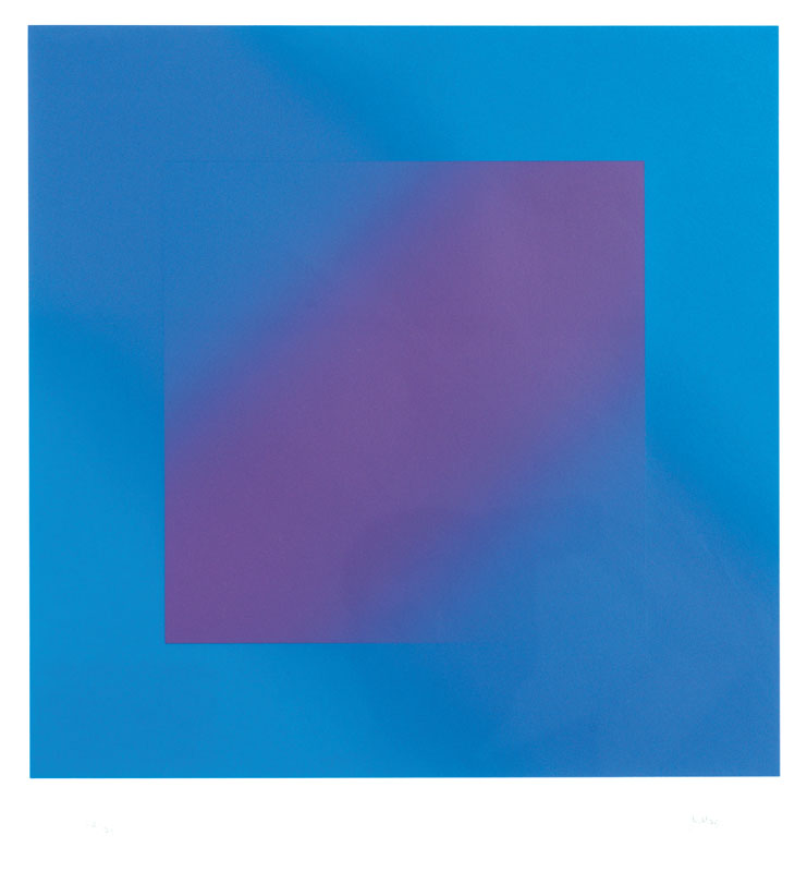 Jakob Bill, geb. 1942 Zürich, Blau, Serigraphie, handsign., num. 30/75, dat. 79, ca. 40x40, unter Glas gerahmt, gesamt 75x65 cm