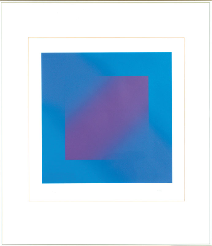 Detail a: Jakob Bill, geb. 1942 Zürich, Blau, Serigraphie, handsign., num. 30/75, dat. 79, ca. 40x40, unter Glas gerahmt, gesamt 75x65 cm