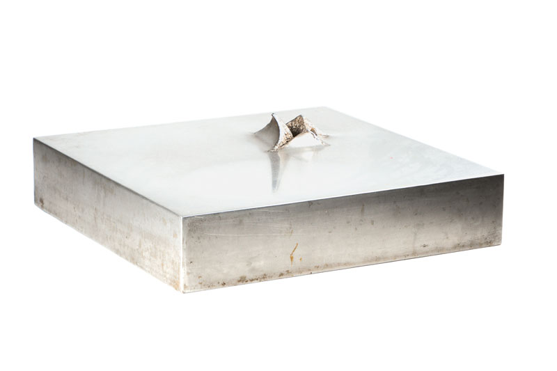 Will Brüll, geb. 1922, Schüler von Joseph Beuys, Edelstahlskulptur, Das Gute kommt überall durch, sign., ca. 50x50cm