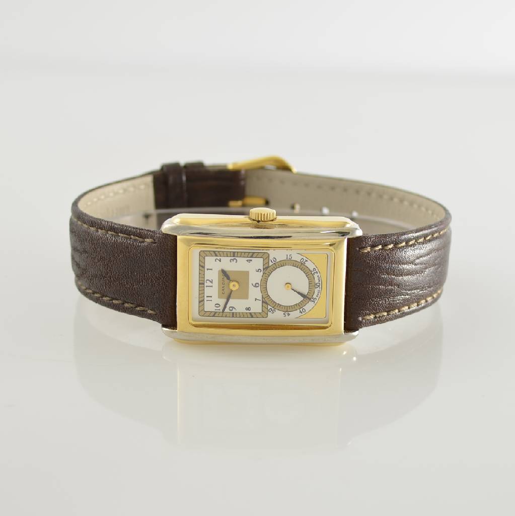 CANDINO Armbanduhr sog. Doctors-Watch, Handaufzug, im Stil der 1930er Jahre, gefertigt um 1990, z. T. verg. Metallgeh. inkl. Lederband m. orig. ...