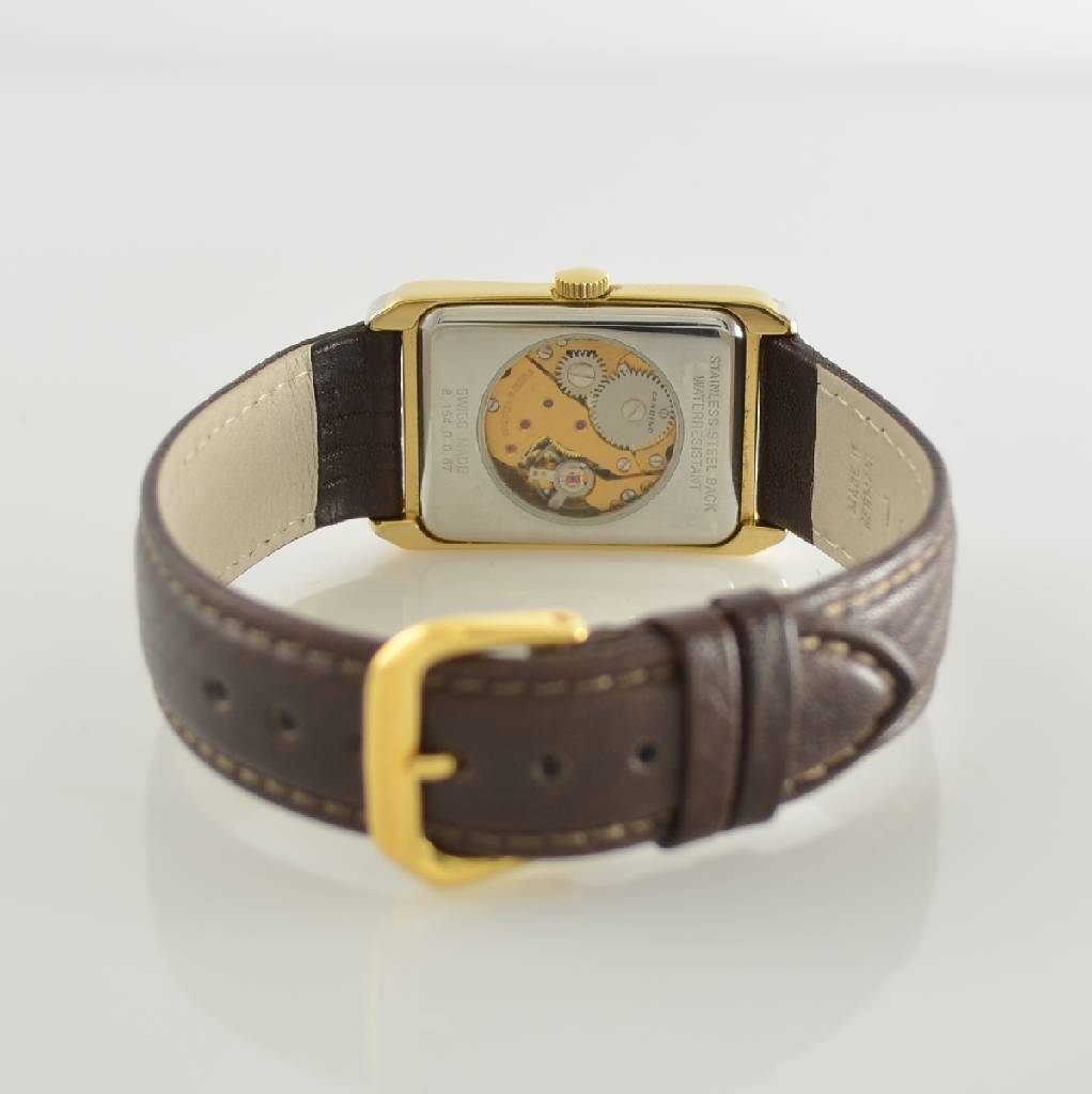 Detail d: CANDINO Armbanduhr sog. Doctors-Watch, Handaufzug, im Stil der 1930er Jahre, gefertigt um 1990, z. T. verg. Metallgeh. inkl. Lederband m. orig. ...