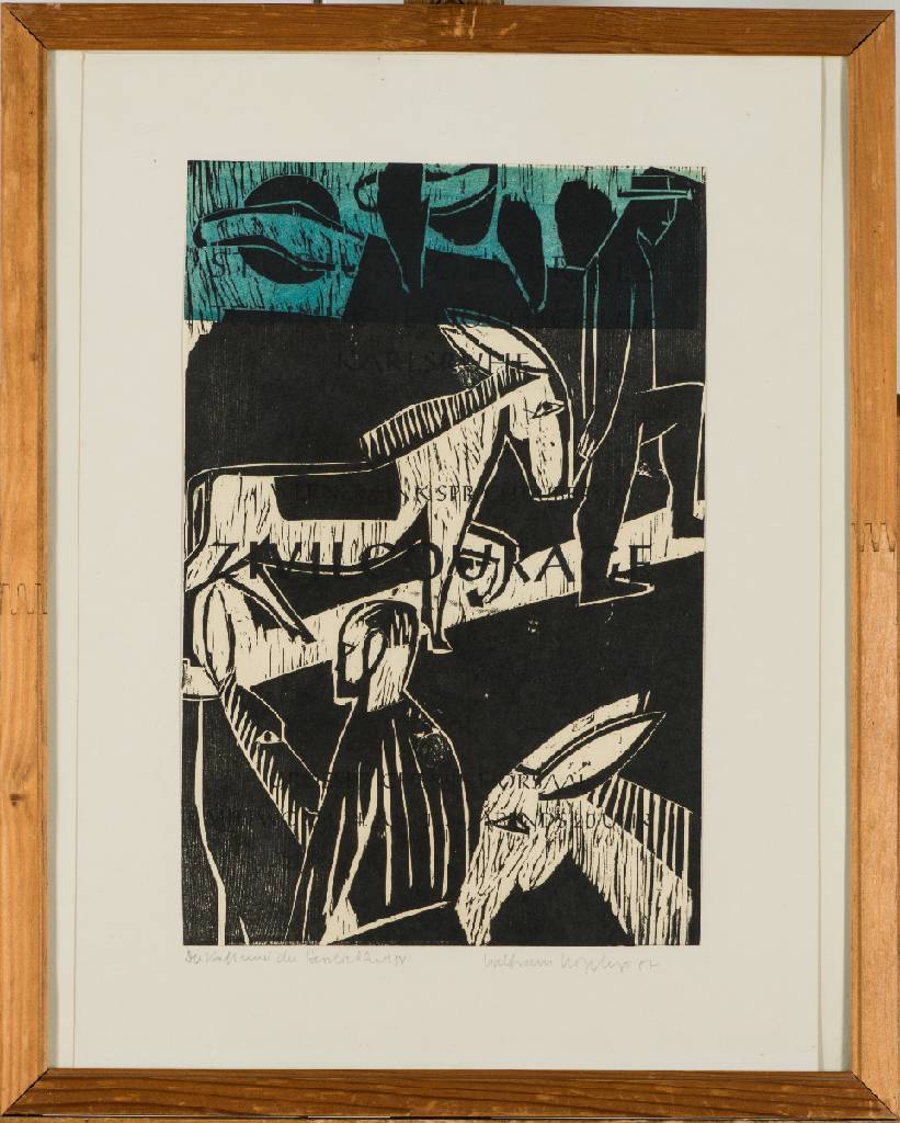 Wolfram Kurzenberger, 1931-2005, Der Kreuzzug, 7 Holzschnitte + zusätzlich ein Holzschnitt, je sign., Platte 40x26 cm, je unter Glas gerahmt, gesamt ...