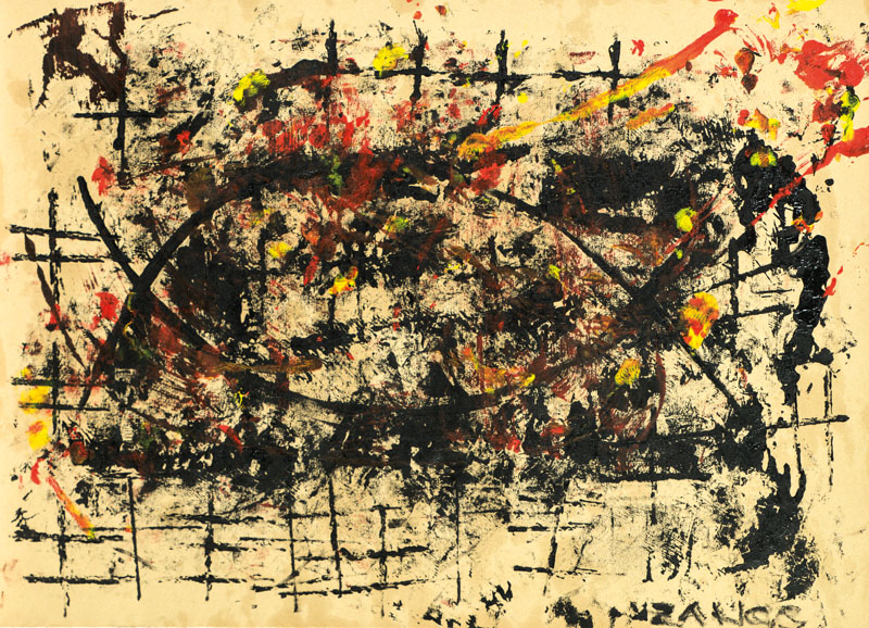 Herbert Zangs, 1924-2003, Öl auf braunem Packpapier, sign., Blattgr. 48x66 cm