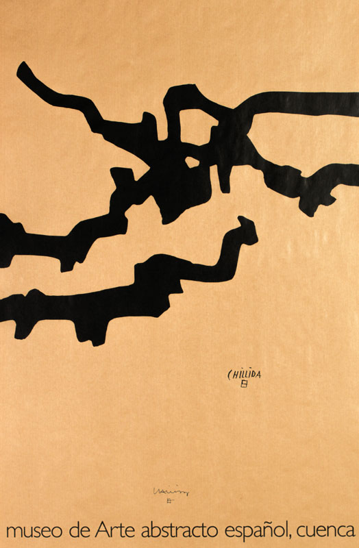 Eduardo Chillida, 1924-2002, Museo de Arte Abstracto, Cuenca 1975, Lithographie auf braunem Packpapier, handsign., Blattgr. 86x55 cm