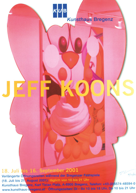Jeff Koons, geb. 1955, Kunsthaus Bregenz 2001, Farboffset auf festem Papier, handsign.,dat. 9/21/02, Blattgr. 84x59,5 cm