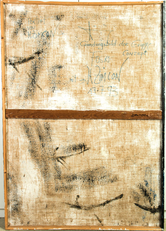 Detail a: A.R. Penck, 1939-2017, Portrait zur Gründungder Künstlergruppe "Conzept", 1993, Acryl/Lwd,signiert von A.R. Penck, F. Breitenbruch und P. ...