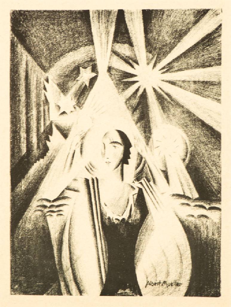 Albert Mueller, 1884-1963, Sternennacht, Lithografie auf Velin, um 1919, Blatt 9 aus der Mappe "Jenseits im Diesseits" 1923, im Stein ...