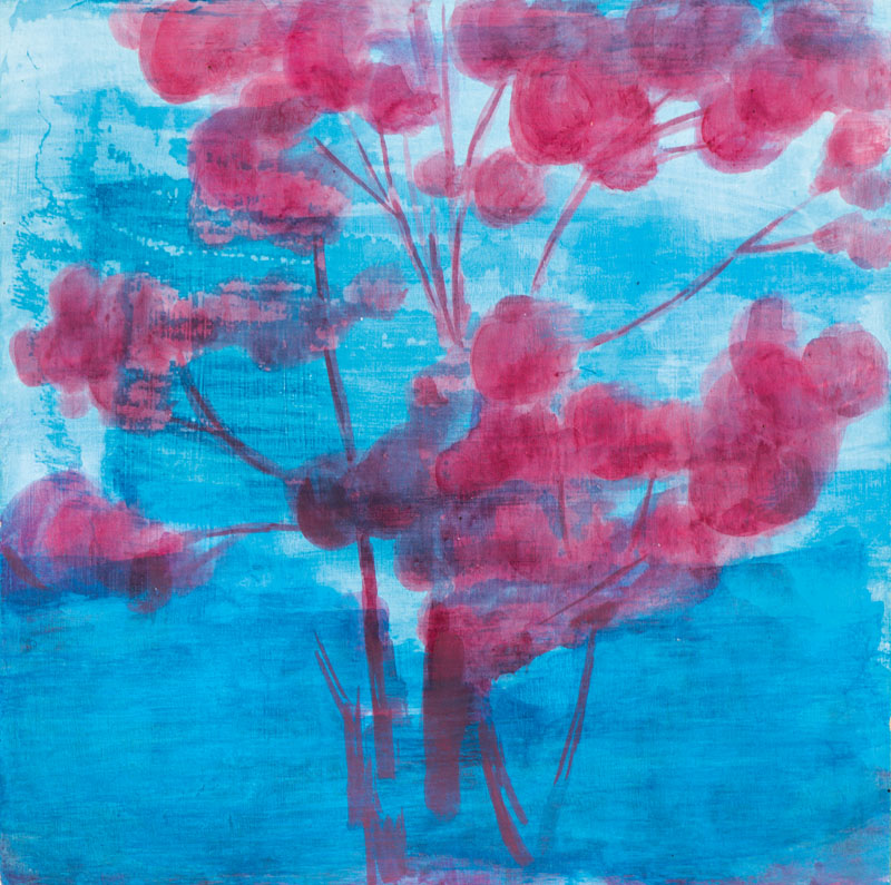 Jo O´Conner, geb. 1972 Johannesburg/Südafrika, Florale Darstellung,Acryl/Hartfaser, ca. 18x18 cm, Rahmen