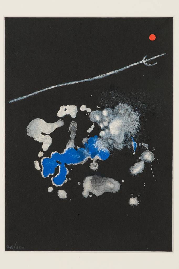 Joan Miro, 1893-1983, Lithografie aus dem Album 19 Barcelona Sala Gaspar, 1964, verso handsign., num. 76/100, PP-Ausschnitt 30x22 cm, unter Glas ...
