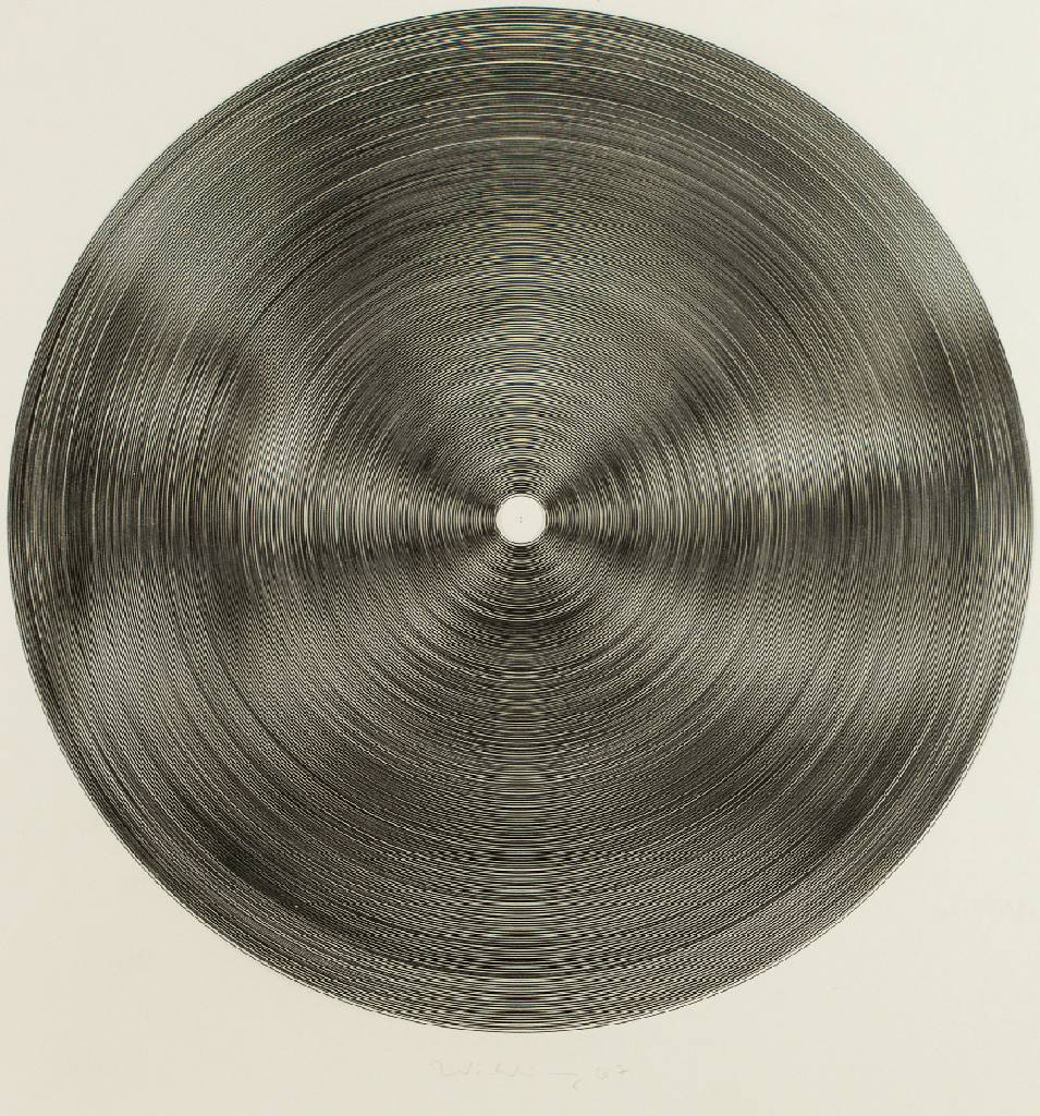 Ludwig Wilding, 1927-2010, kinetische Überlagerung, Serigraphie mit darüber gelegter Folie, sign., dat. 67, Blattgr. 60x50 cm