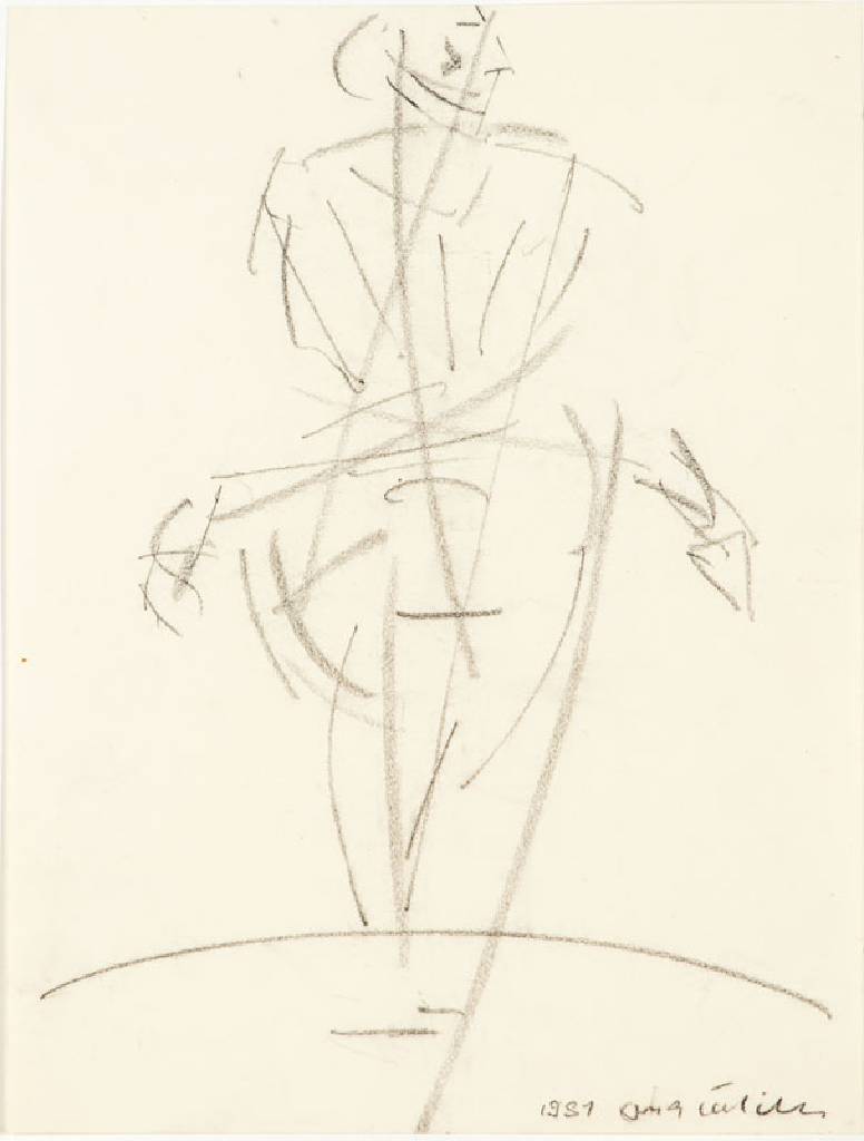 Ernst Wille, 1916-2005, Stehender Akt für Adonis, Kohle-Zeichnung, re unten handsign. und dat. 1981, WVZ: Wille Nr. 81-30, Blattgr. 39,5x30 cm, in ...