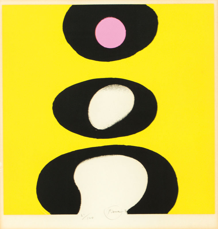Otto Piene, 1928-2014, Serigraphie, handsign., num. 21/100, ca. 39,5x39,5 cm, unter Glas gerahmt, gesamt ca. 75x63 cm, Blatt am Rand leicht gebräunt