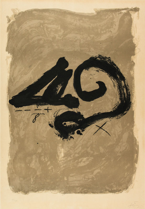 Antoni Tapies, 1923-2012, Composition 1979, Farblithografie, handsign., num. 30/150, Blattgr. 95x66 cm, unter Glas gerahmt