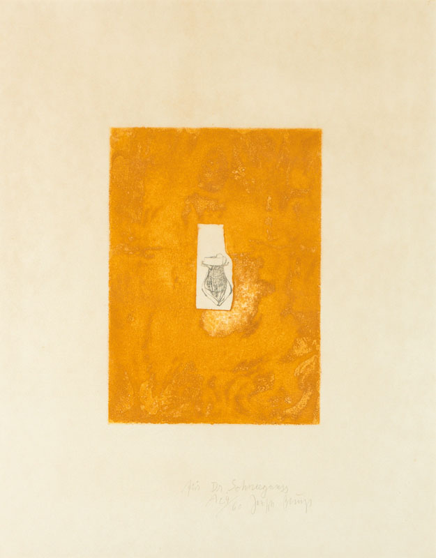 Joseph Beuys, 1921-1986, Honiggefäß, Farbradierung, handsign., mit Widmung, Platte 29x20,5 cm, unter Glas gerahmt 64x52 cm