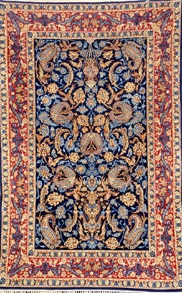 Esfahan fein, Persien, ca. 30 Jahre, Korkwolle mit und auf Seide, ca. 169 x 110 cm,ca. 1,0 Mio. Kn/qm, EHZ: 2
