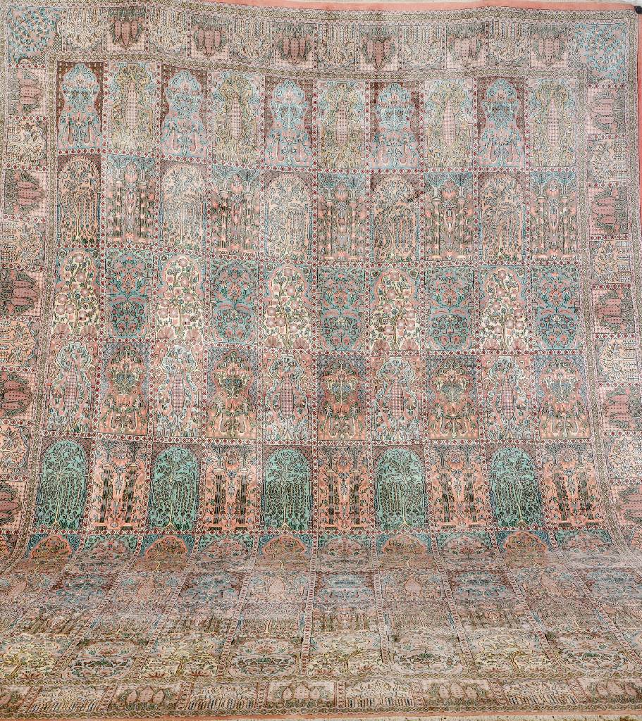 Großer Kashmir Seide, Indien, ca. 20 Jahre,Kunstseide, ca. 546 x 365 cm, EHZ: 2 (fachkundig gereinigt)