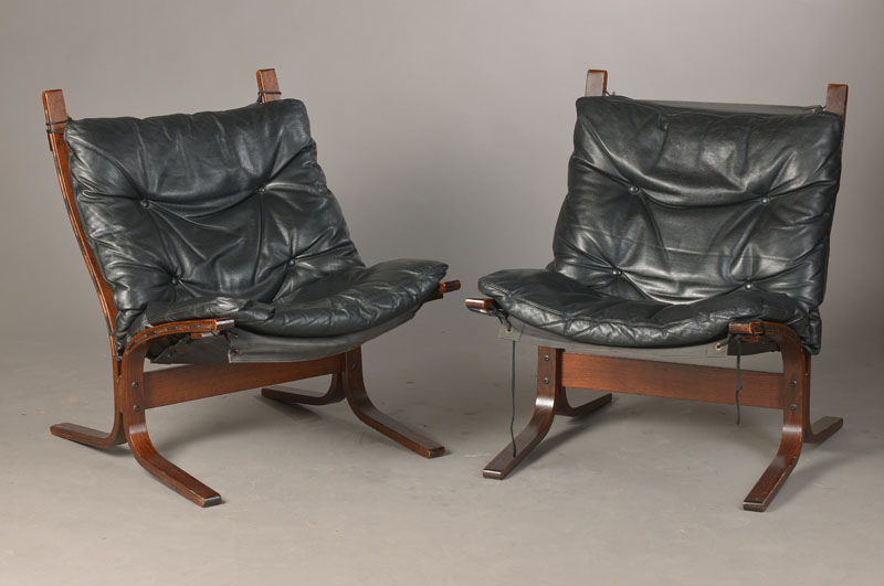 Ledersessel, Design Ingmar Relling(1920-2002),um 1960/69, Bugholz, Lederkissen, ca. 66x64x71 cm