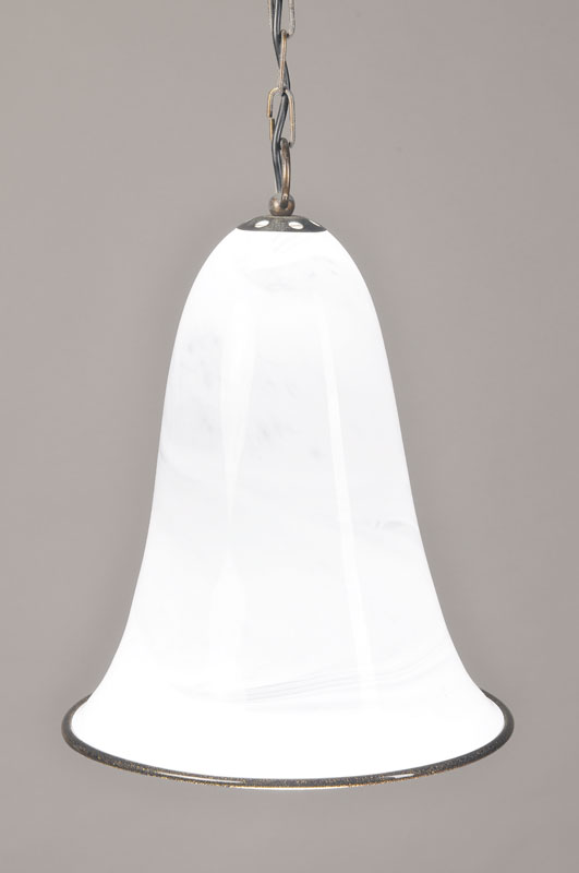 Deckenlampe mit 2 Wandleuchtern, wohl Italien, 70/80er Jahre, Opalglasschirme mit je 1 Br ennstelle, schlichte Montur, Elektrifizierung nicht ...